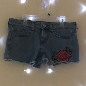Rose Embroidered Denim Shorts